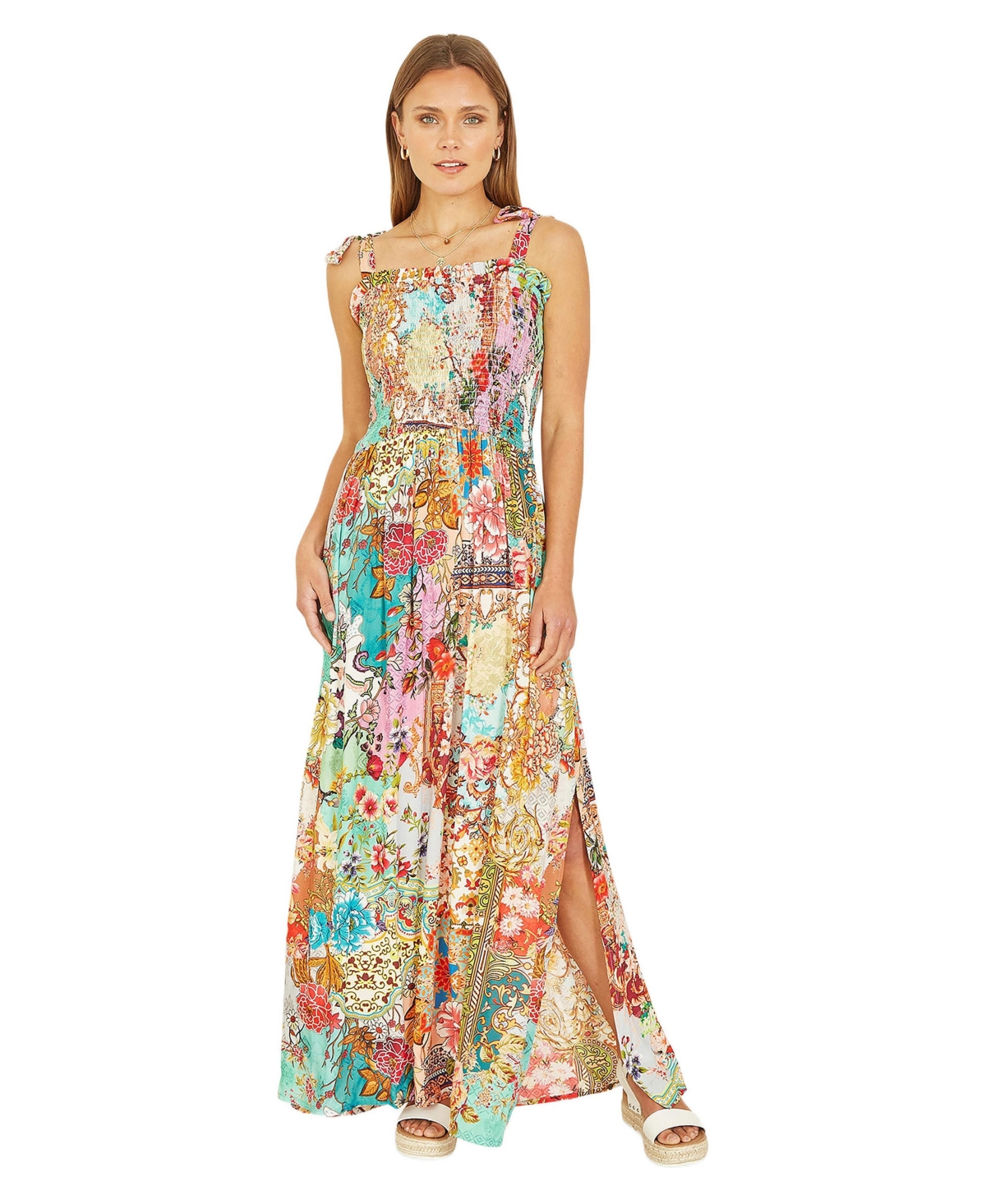 Yumi Women’s Patchwork Split Hem Maxi Dress – Multi