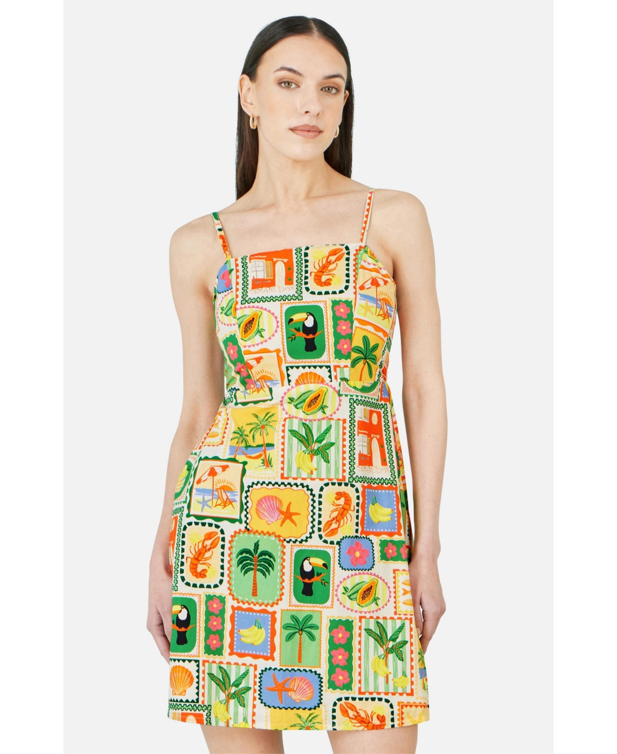 Yumi Women’s Postcard Print Mini Sun Dress – Multi Yumi Women’s Postcard Print Mini Sun Dress – Multi