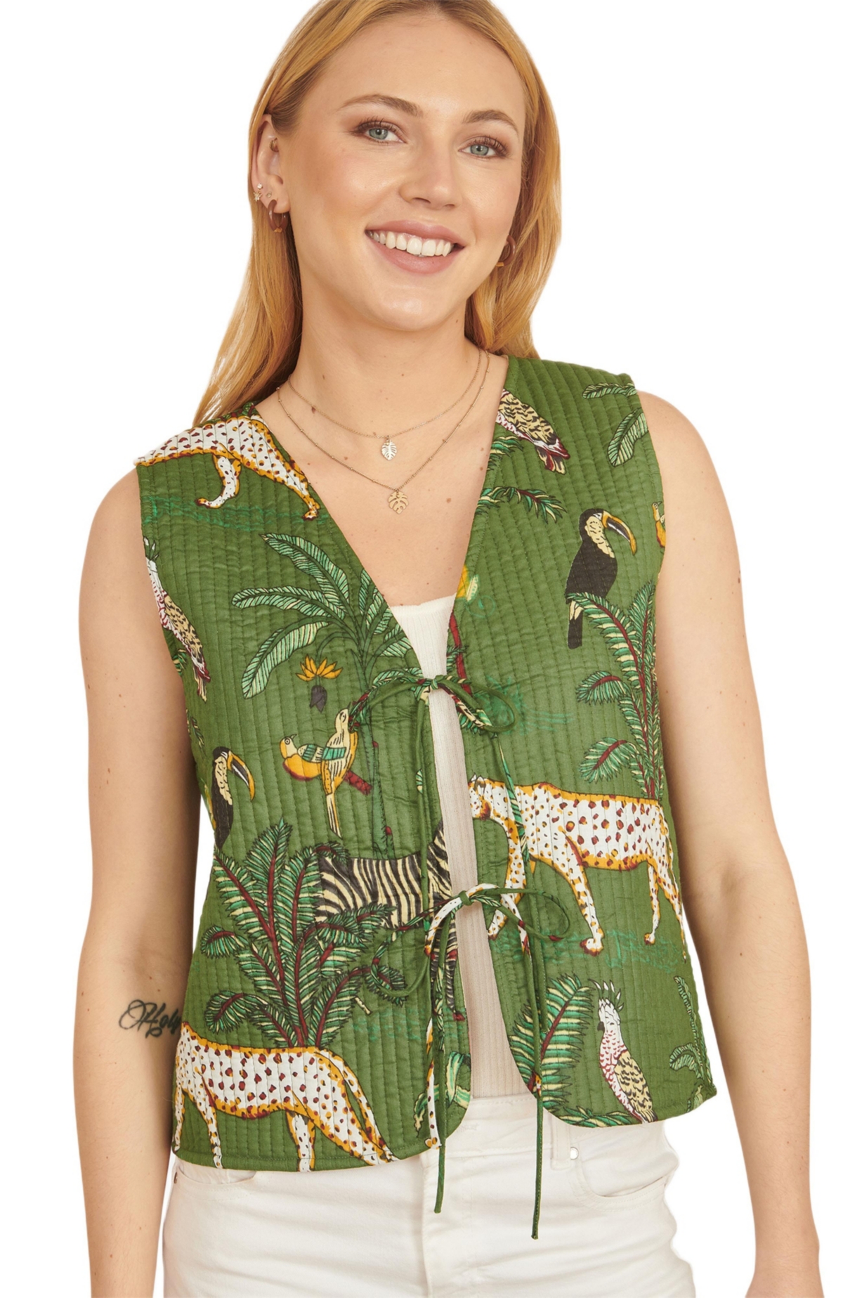 Yumi Women’s Reversible Cotton Quilted Jacket – Green Yumi Women’s Reversible Cotton Quilted Jacket – Green