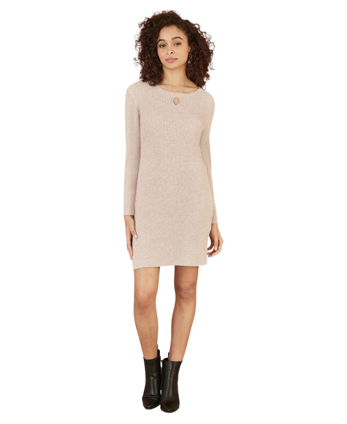 Yumi Women’s Rib Knit Tunic Dress – Oatmeal Yumi Women’s Rib Knit Tunic Dress – Oatmeal
