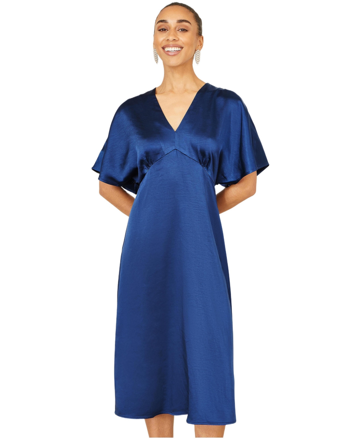 Yumi Women’s Satin Midi Kimono Dress – Navy Yumi Women’s Satin Midi Kimono Dress – Navy