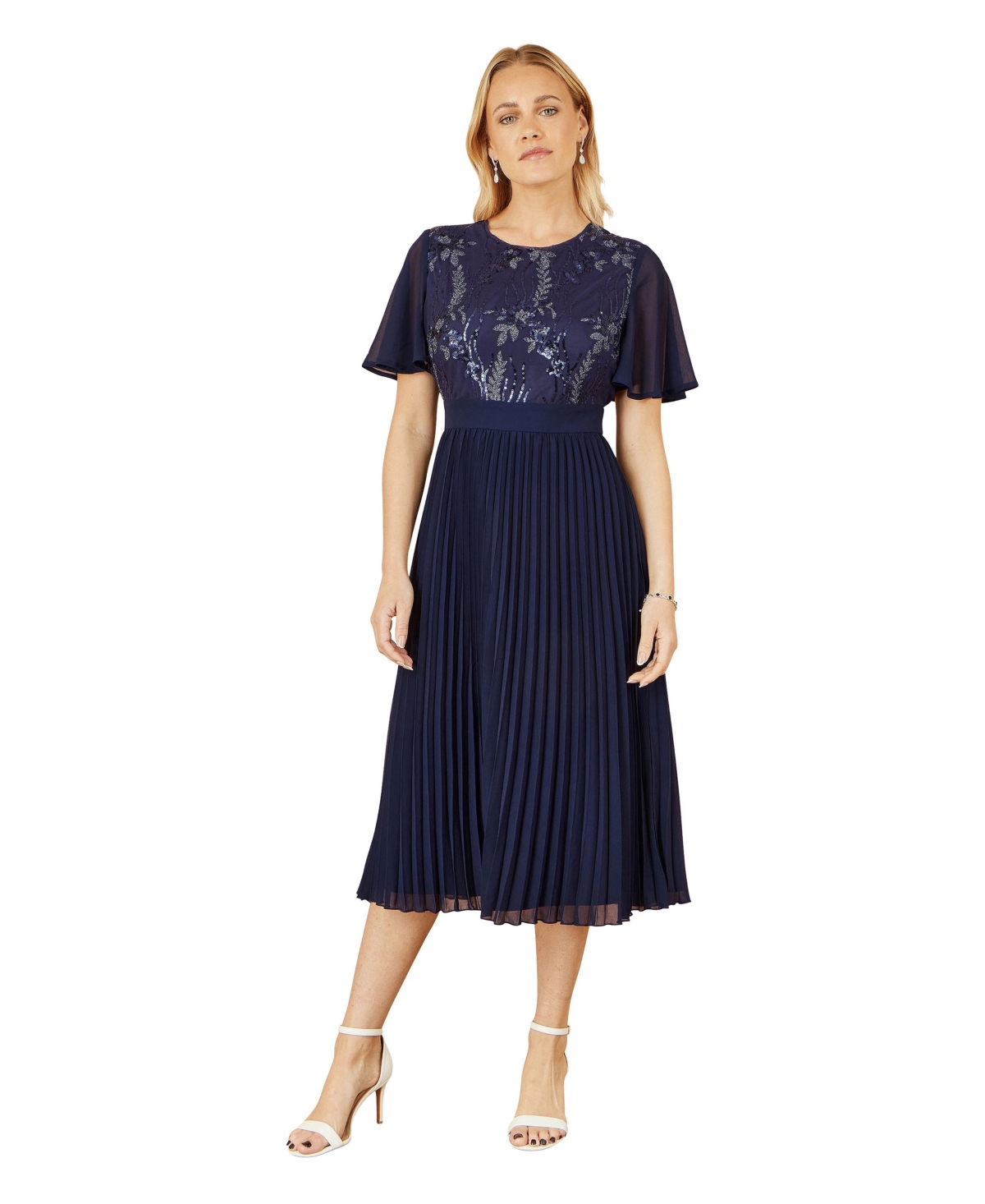 Yumi Women’s Sequin Embellished Pleated Midi Dress – Navy Yumi Women’s Sequin Embellished Pleated Midi Dress – Navy