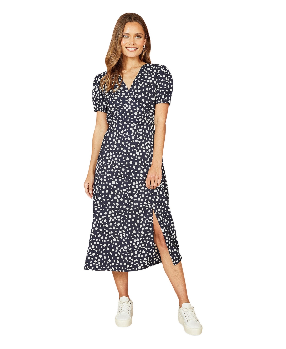 Yumi Women’s Spot Midi Tea Dress – Navy Yumi Women’s Spot Midi Tea Dress – Navy