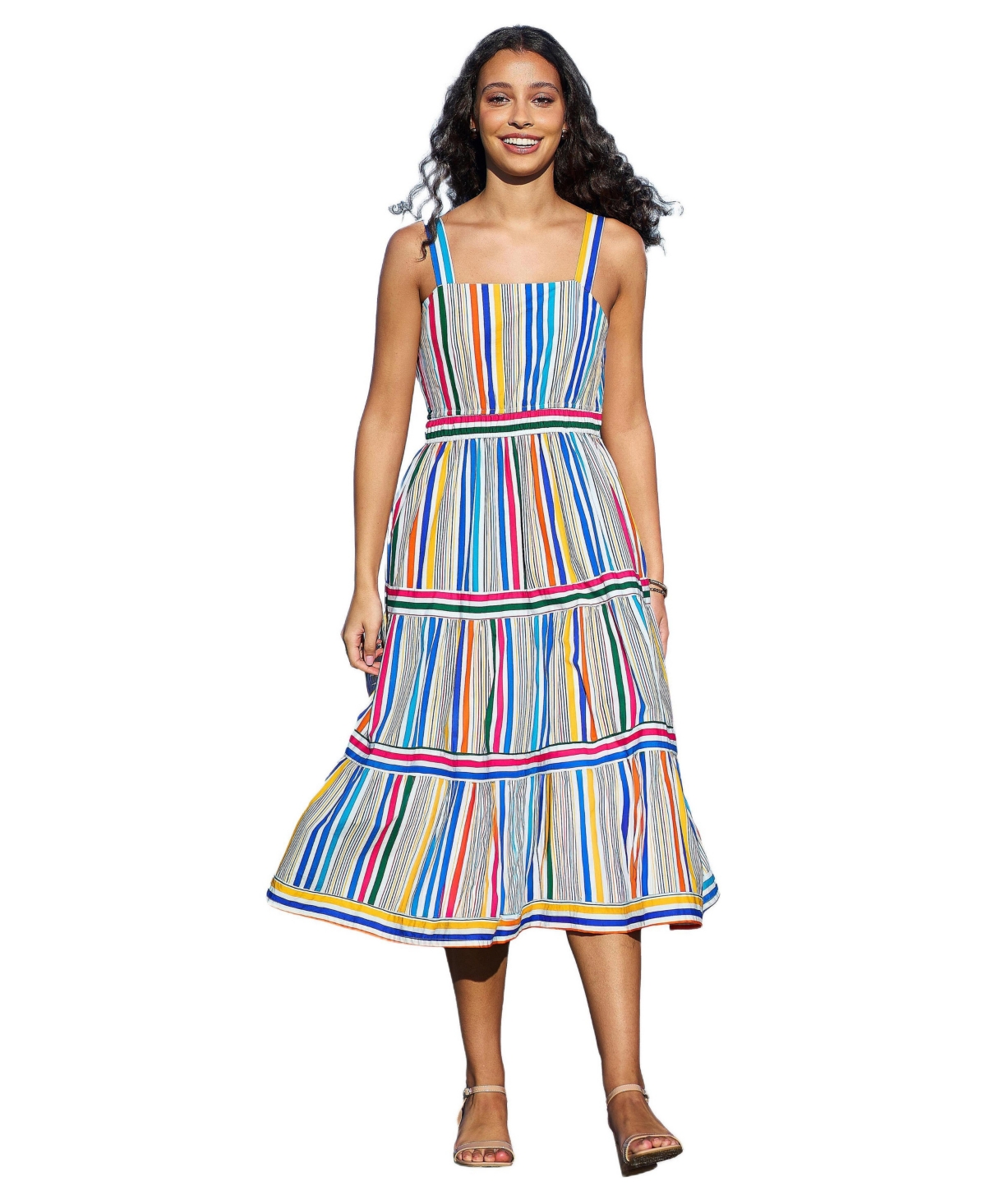 Yumi Women’s Stripe Cotton Midi Sun Dress – Multi Yumi Women’s Stripe Cotton Midi Sun Dress – Multi