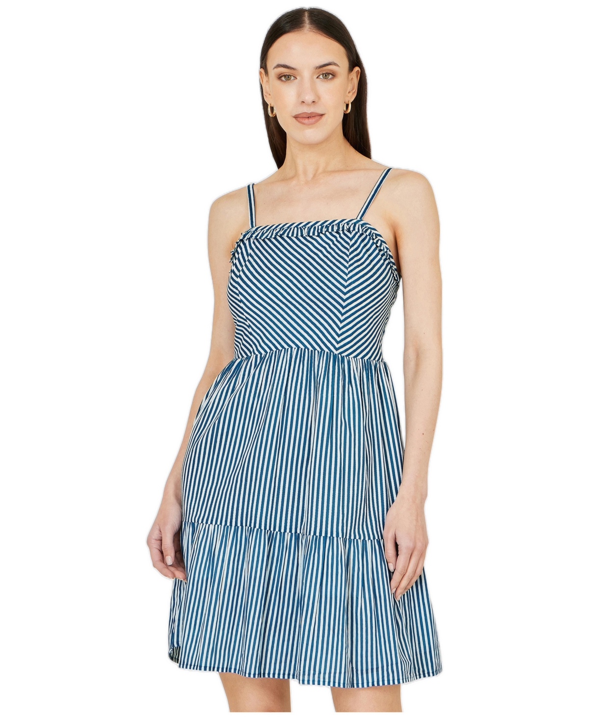 Yumi Women’s Stripe Cotton Mini Sun Dress – Blue Yumi Women’s Stripe Cotton Mini Sun Dress – Blue
