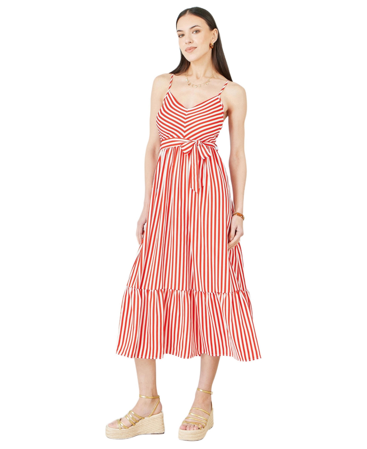 Yumi Women’s Stripe Midi Sun Dress – Red Yumi Women’s Stripe Midi Sun Dress – Red