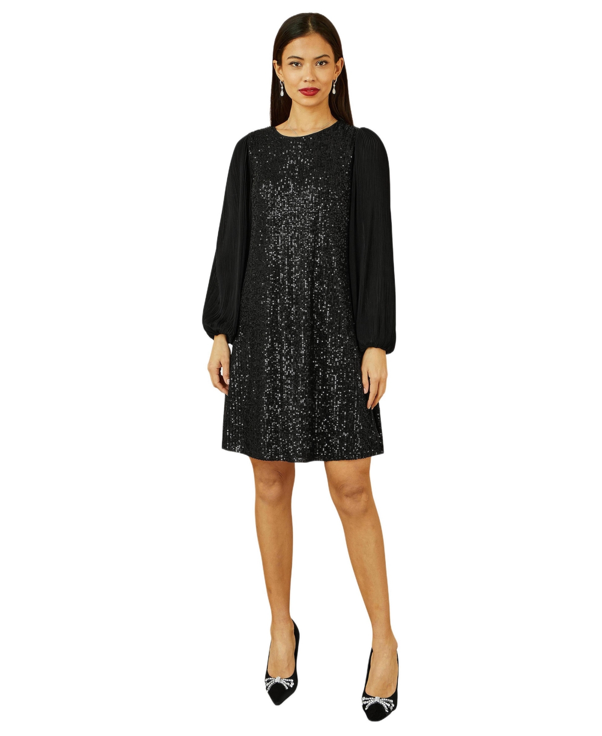 Yumi Women’s Velvet Sequin Tunic Dress – Black Yumi Women’s Velvet Sequin Tunic Dress – Black