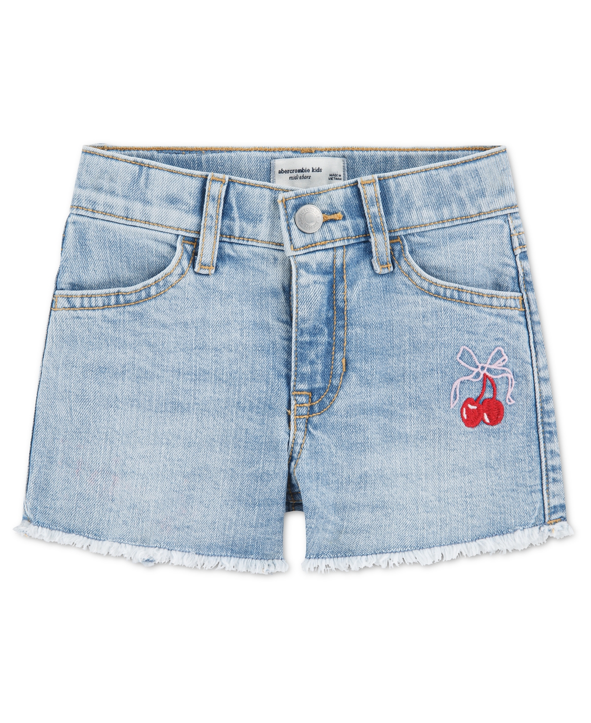 abercrombie kids Girls’ Bow Cherry Denim Shorts – Blue