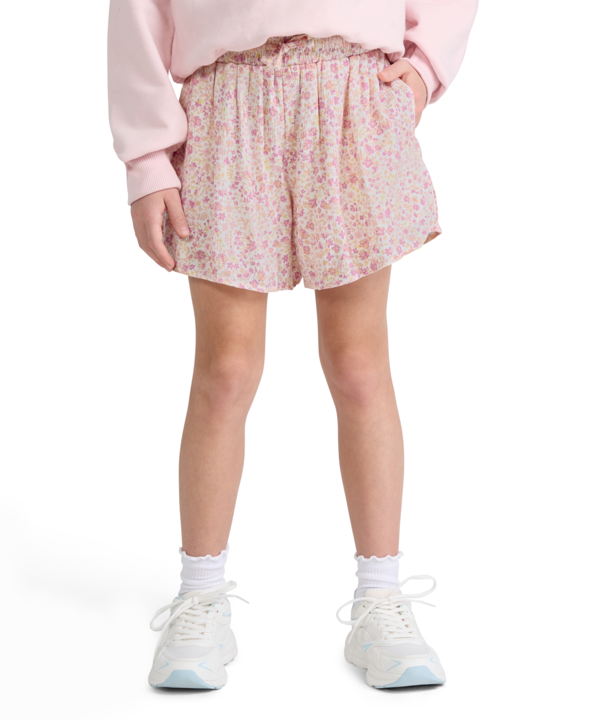 abercrombie kids Girls’ Pull-On Floral Flared Shorts – Chalk Pink abercrombie kids Girls’ Pull-On Floral Flared Shorts – Chalk Pink