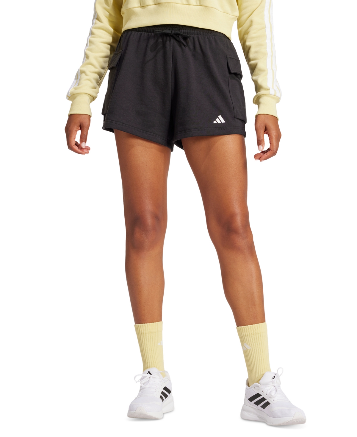 adidas The Essentials Logo French Terry Cargo Shorts – Black/white
