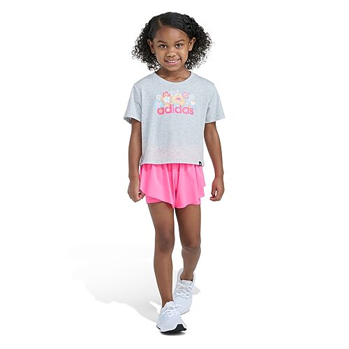 adidas Toddler Girls 2-pc. Short Set, 3t, Gray adidas Toddler Girls 2-pc. Short Set, 3t, Gray