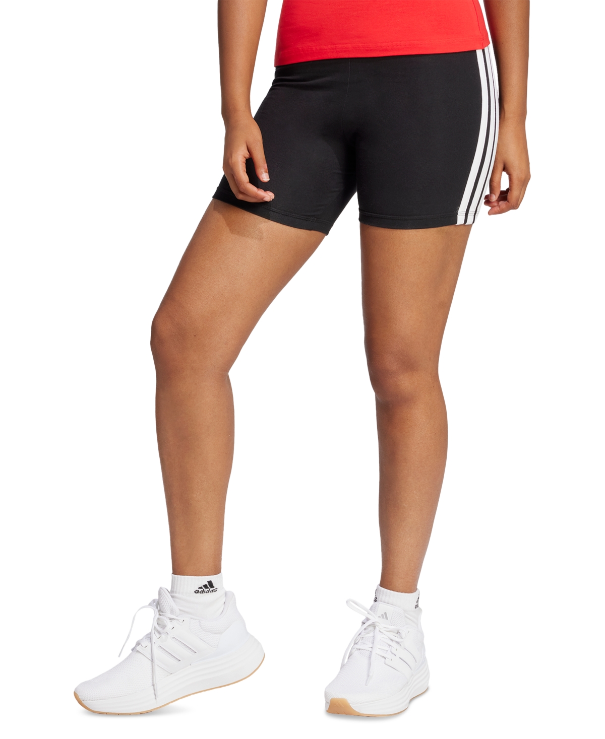 adidas Women’s Essentials 3-Stripe High-Rise Bike Shorts – Black/white