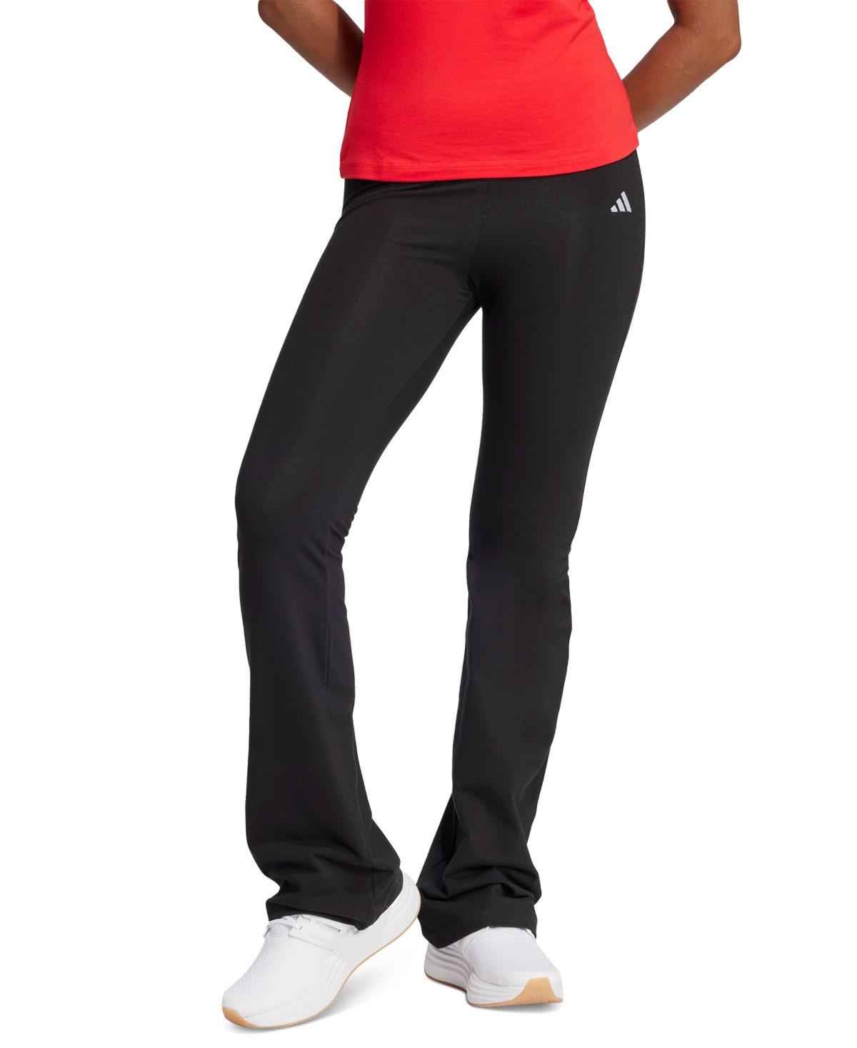 adidas Women’s Essentials Small Logo Flared Leggings – Black/White adidas Women’s Essentials Small Logo Flared Leggings – Black/White