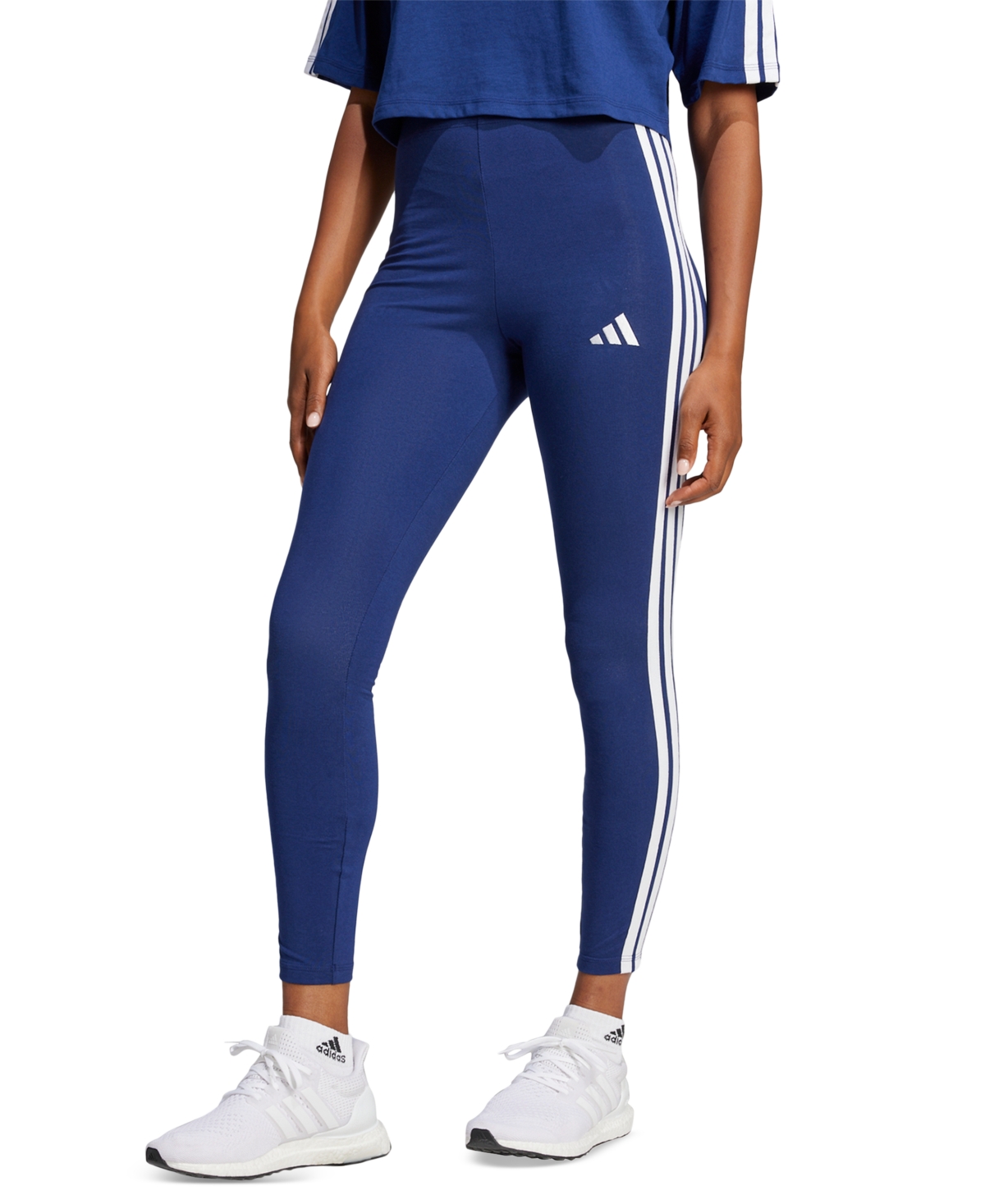 adidas Women’s Slim-Fit Full-Length High-Rise Leggings – Dark Blue/white adidas Women’s Slim-Fit Full-Length High-Rise Leggings – Dark Blue/white