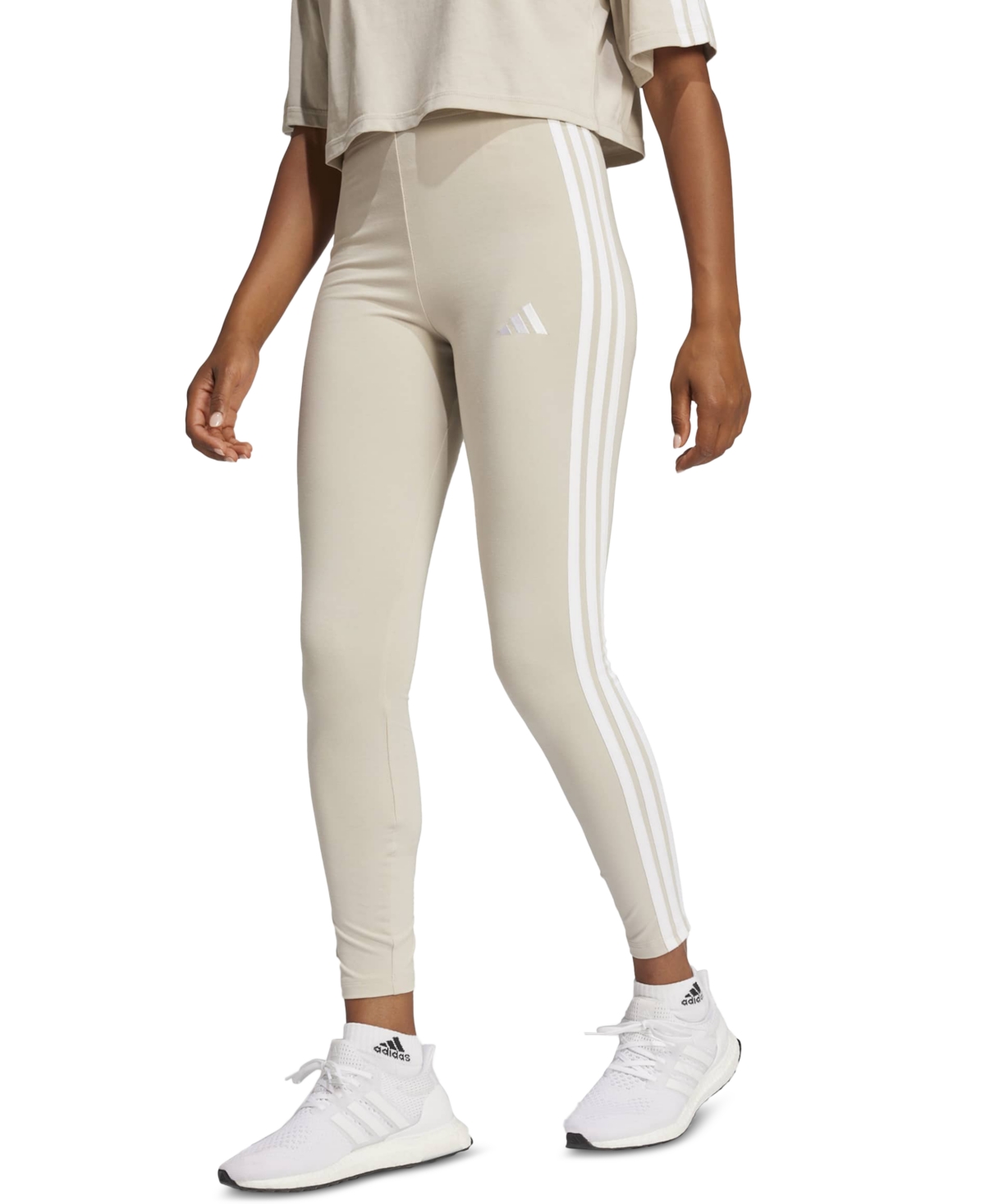 adidas Women’s Slim-Fit Full-Length High-Rise Leggings – Wonder Alumina/white adidas Women’s Slim-Fit Full-Length High-Rise Leggings – Wonder Alumina/white
