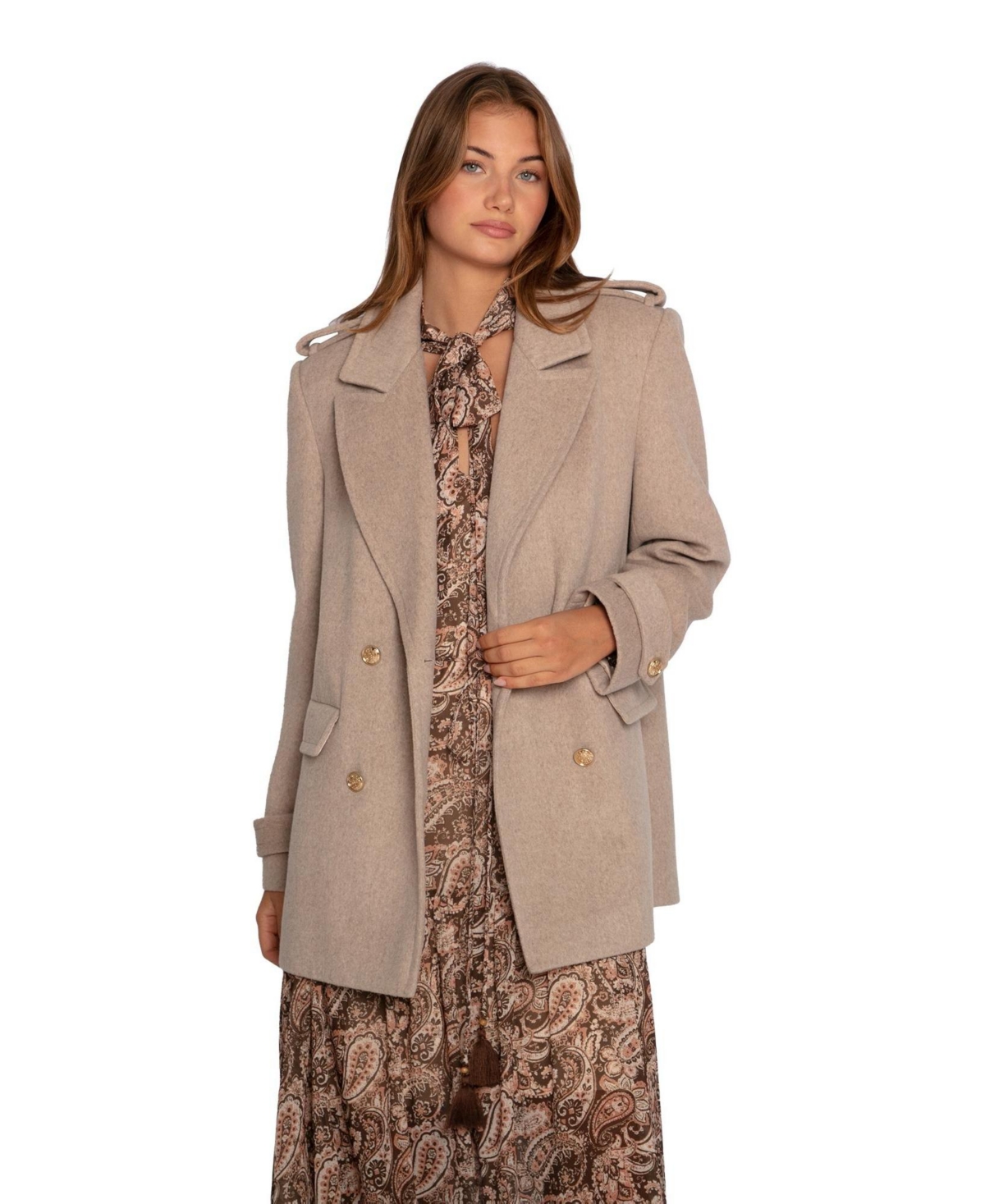 belle & bloom Women’s Harbour Military Wool Blend Pea Coat – Oatmeal