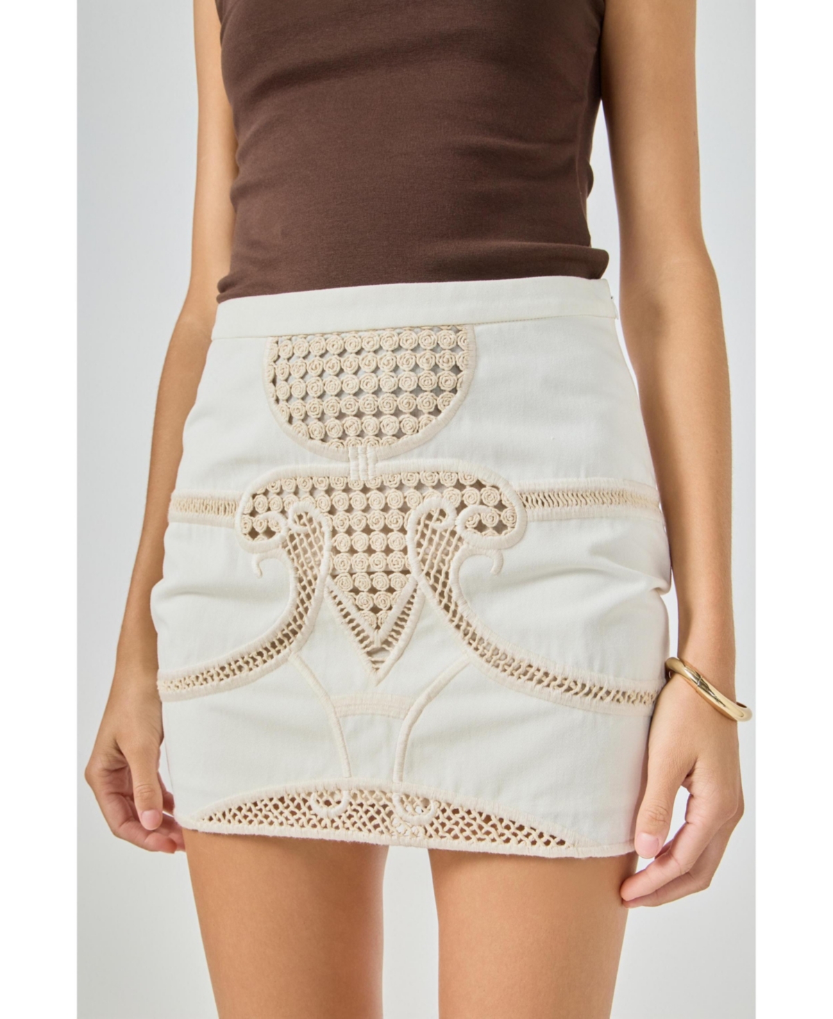 endless rose Women’s Embroidered Mini Skirt – Cream endless rose Women’s Embroidered Mini Skirt – Cream