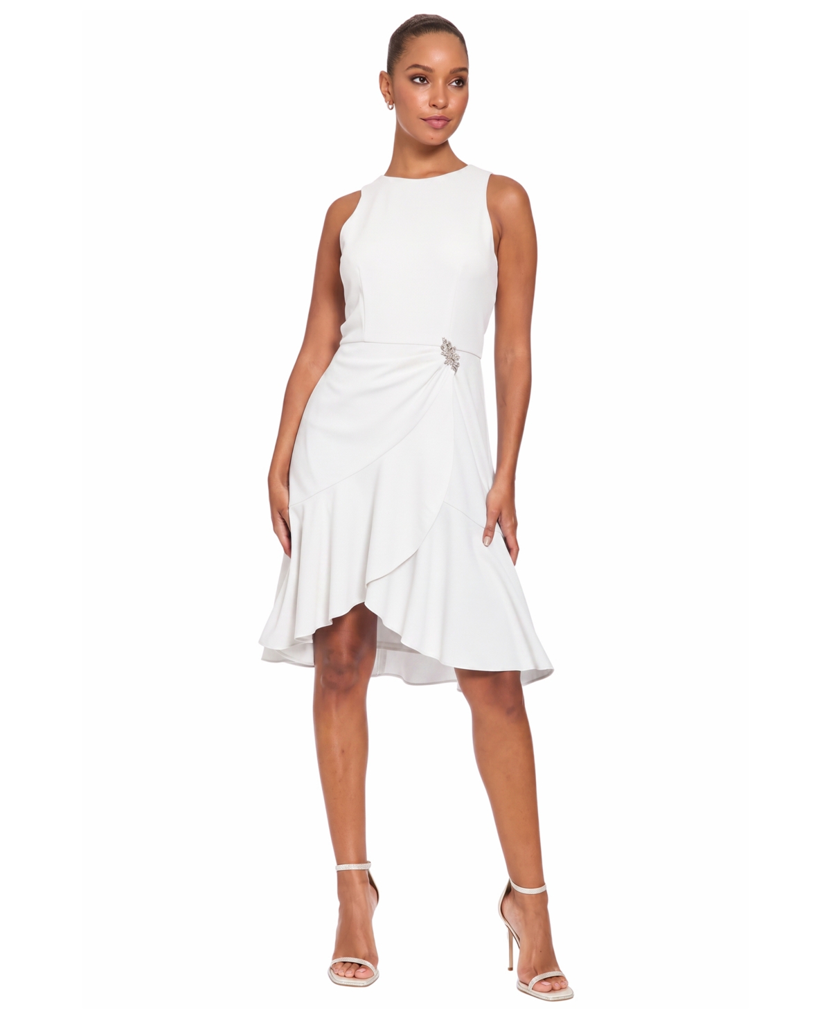 ivy + blu Women’s Ruffled-Hem High-Low Crewneck Dress – Ivory ivy + blu Women’s Ruffled-Hem High-Low Crewneck Dress – Ivory