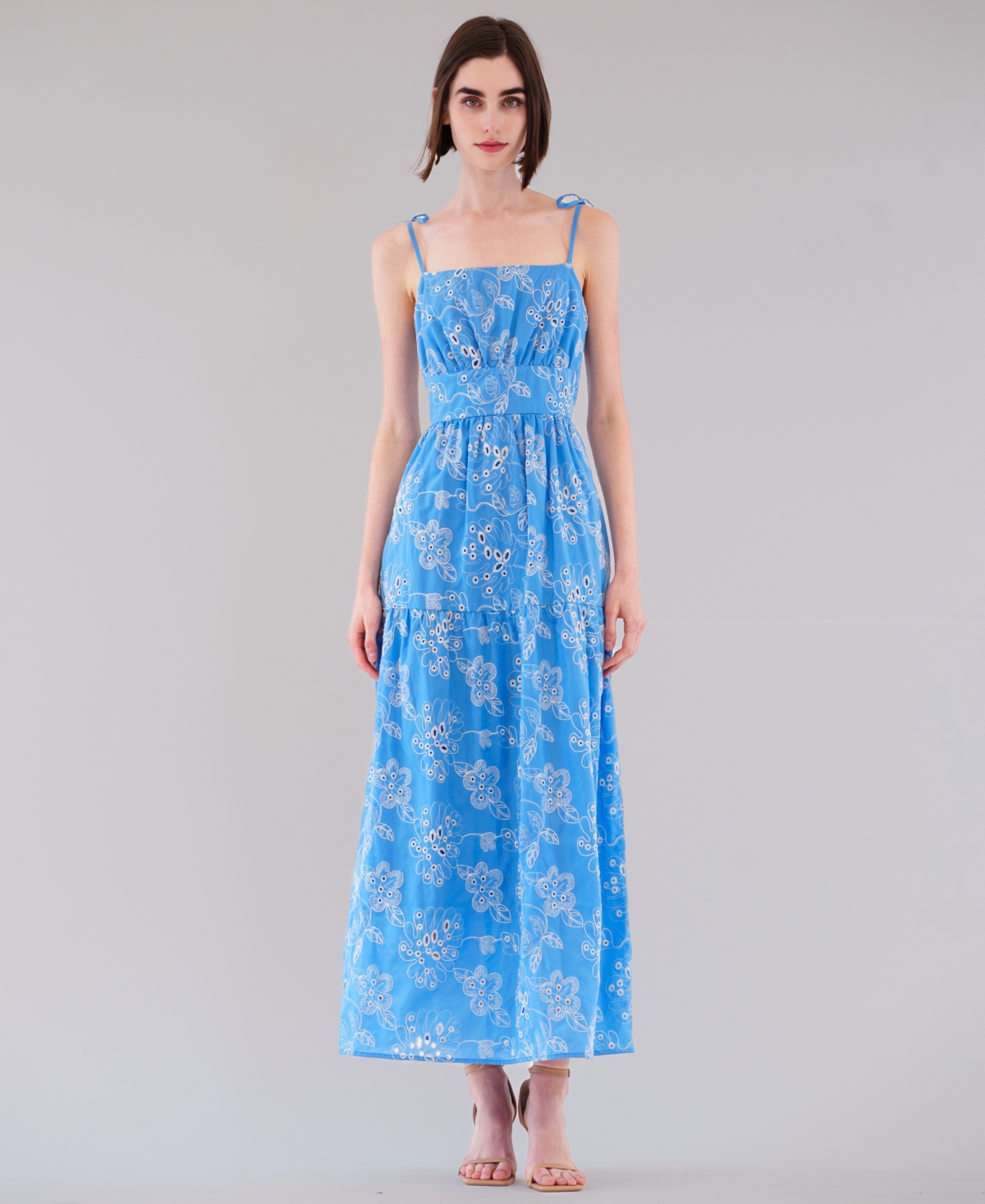 julia jordan Women’s Square Neck Maxi Dress – Blue Multi