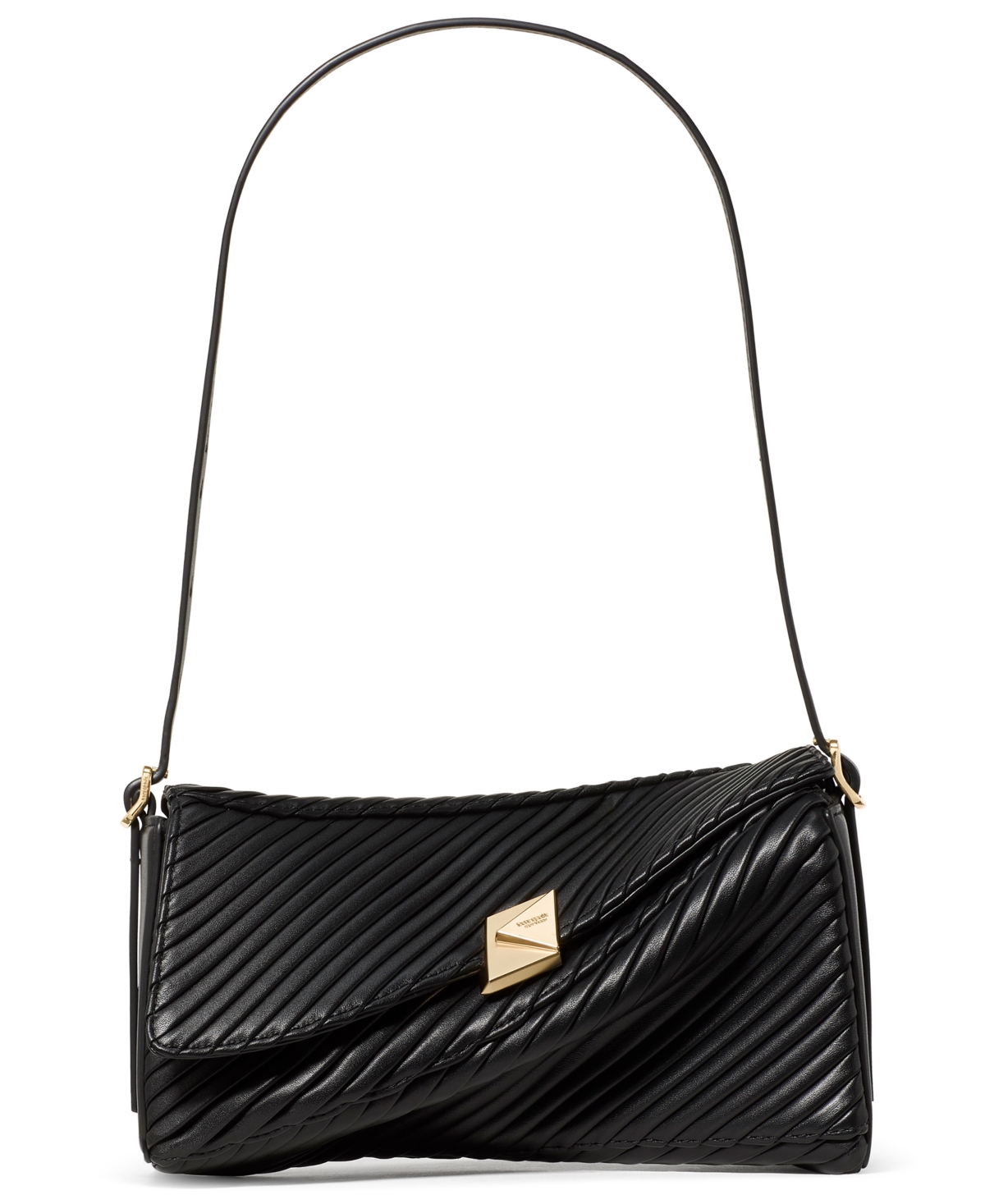 kate spade new york Deco Pleated Twisted Flap Small Shoulder Handbag – Black kate spade new york Deco Pleated Twisted Flap Small Shoulder Handbag – Black
