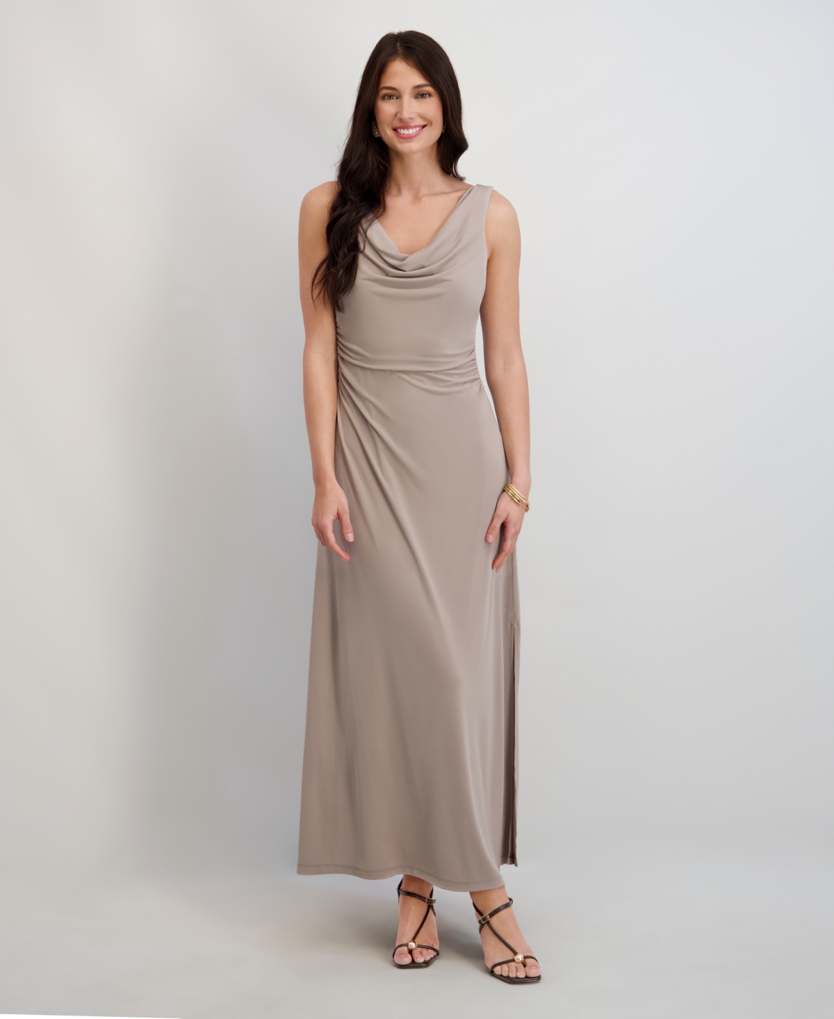 kensie Women’s Draped Cowlneck Sleeveless Maxi Dress – Taupe kensie Women’s Draped Cowlneck Sleeveless Maxi Dress – Taupe
