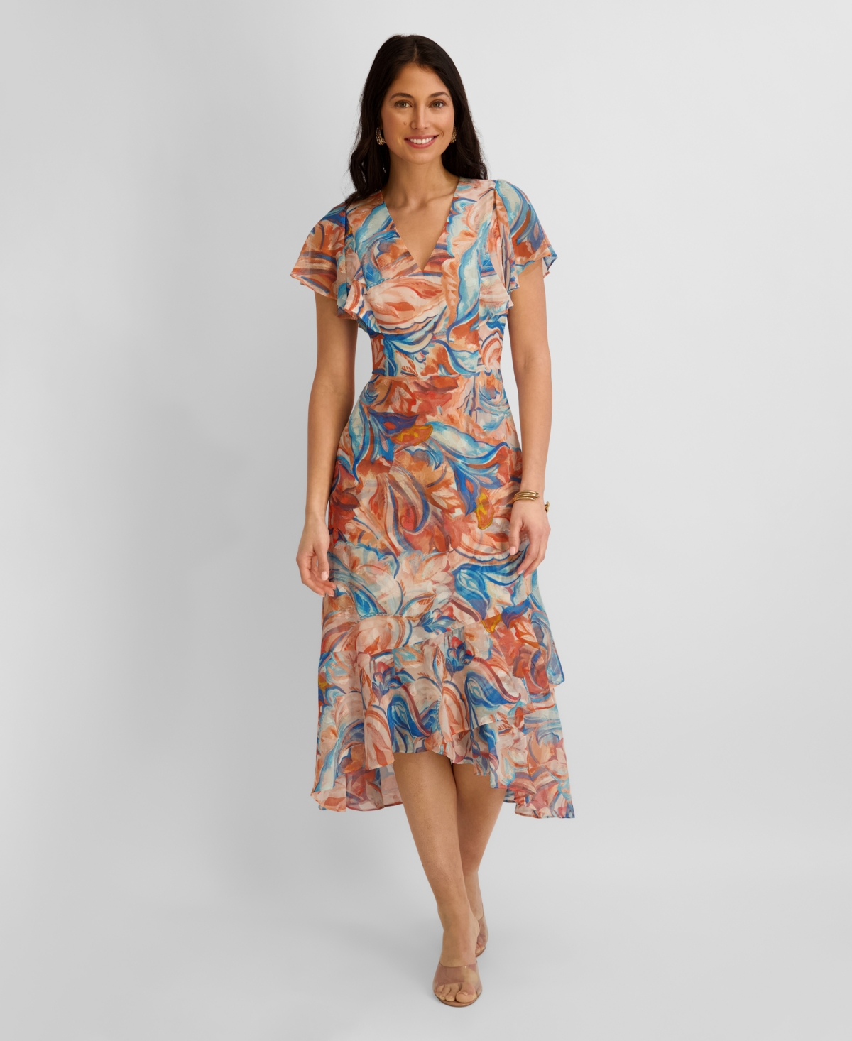kensie Women’s Printed Burnout Chiffon A-Line Dress – Multi