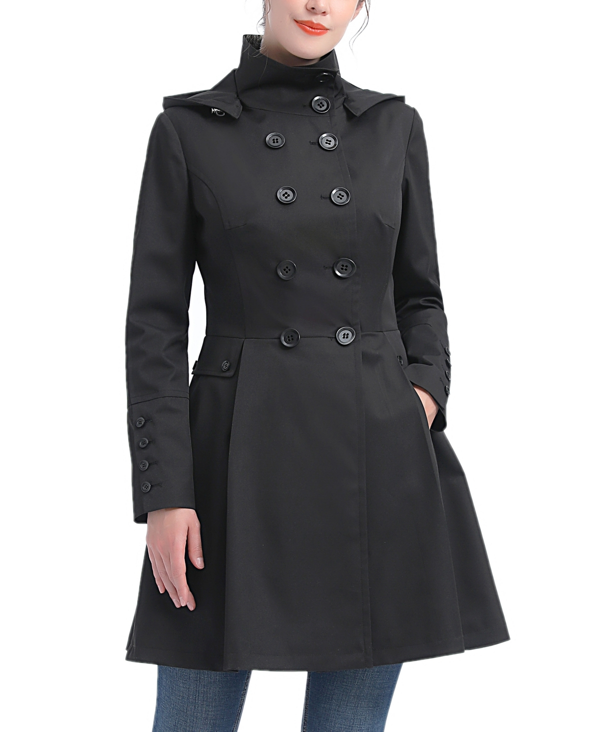 kimi + kai Women’s Adele Hooded Trench Coat – Black