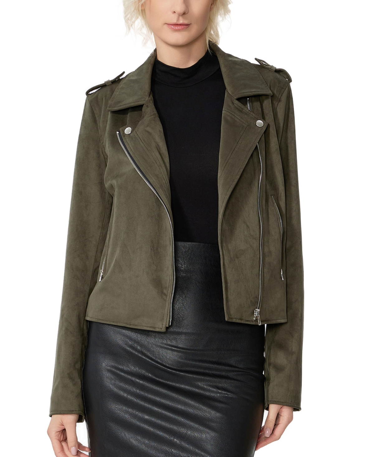 kimi + kai Women’s Faux Suede Moto Jacket – Forest green kimi + kai Women’s Faux Suede Moto Jacket – Forest green