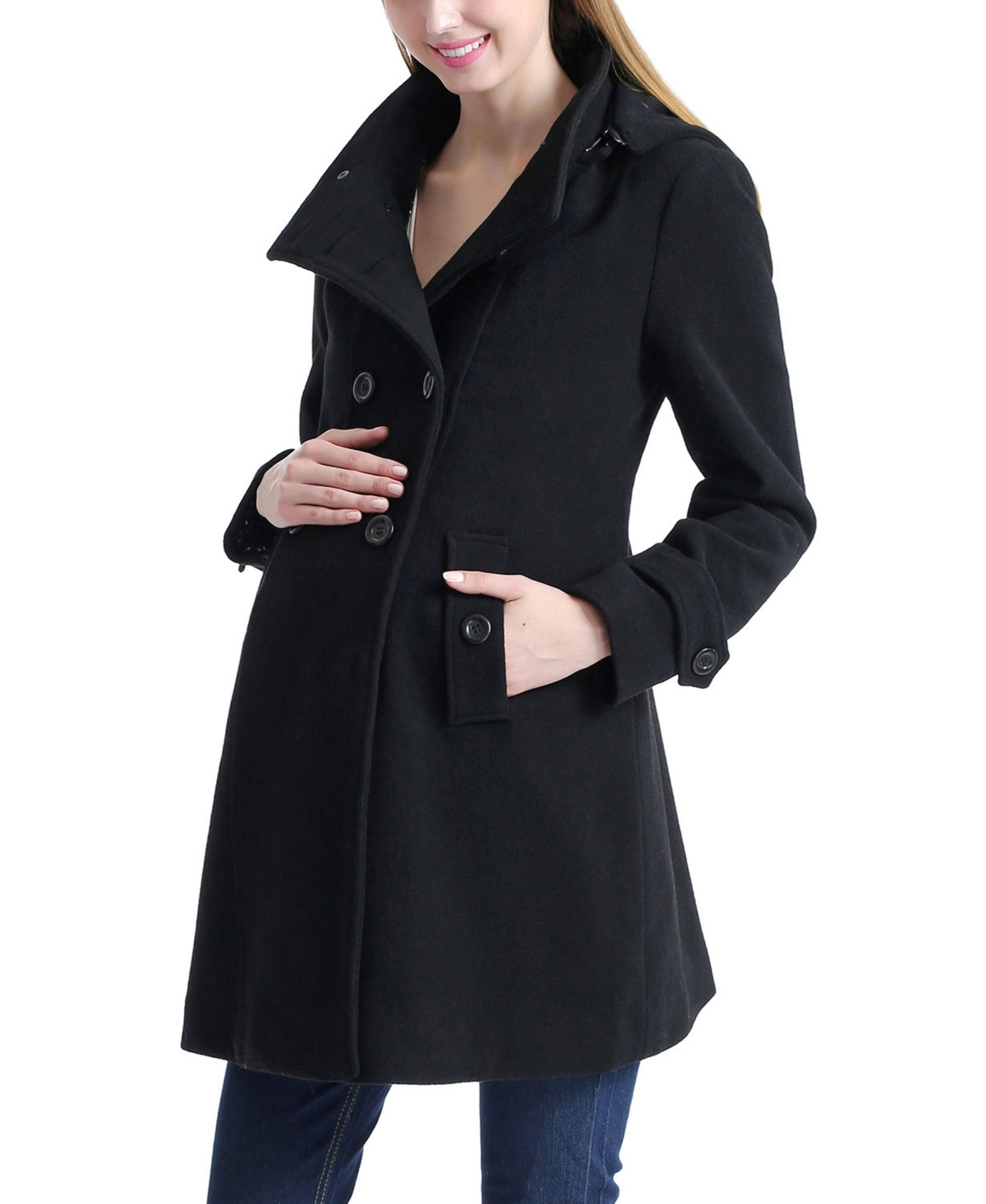 kimi + kai Women’s Maternity Penelope Wool Blend A-Lined Coat – Black kimi + kai Women’s Maternity Penelope Wool Blend A-Lined Coat – Black