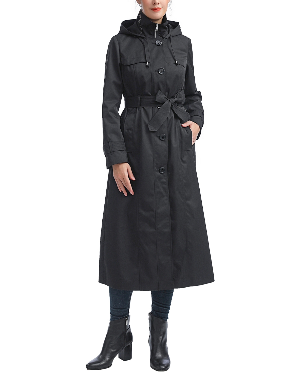 kimi + kai Women’s kimi + kai Aine Hooded Long Rain Coat – Black kimi + kai Women’s kimi + kai Aine Hooded Long Rain Coat – Black