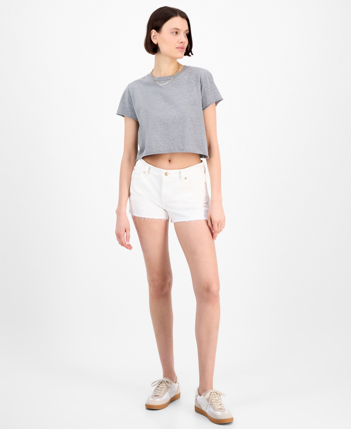 7 For All Mankind Women’s Mid-Rise Cut-Off Denim Shorts – Cleanwht