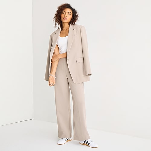 A.N.A Womens Wide Leg High Rise Trouser, 16 Short, Beige A.N.A Womens Wide Leg High Rise Trouser, 16 Short, Beige