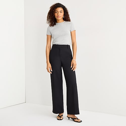 A.N.A Womens Wide Leg High Rise Trouser, 8 Short, Black A.N.A Womens Wide Leg High Rise Trouser, 8 Short, Black