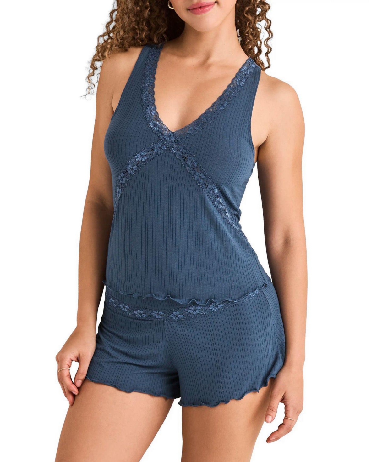 Adore Me Women’s August Sleeveless Tank and Short Pj Set – Dark blue