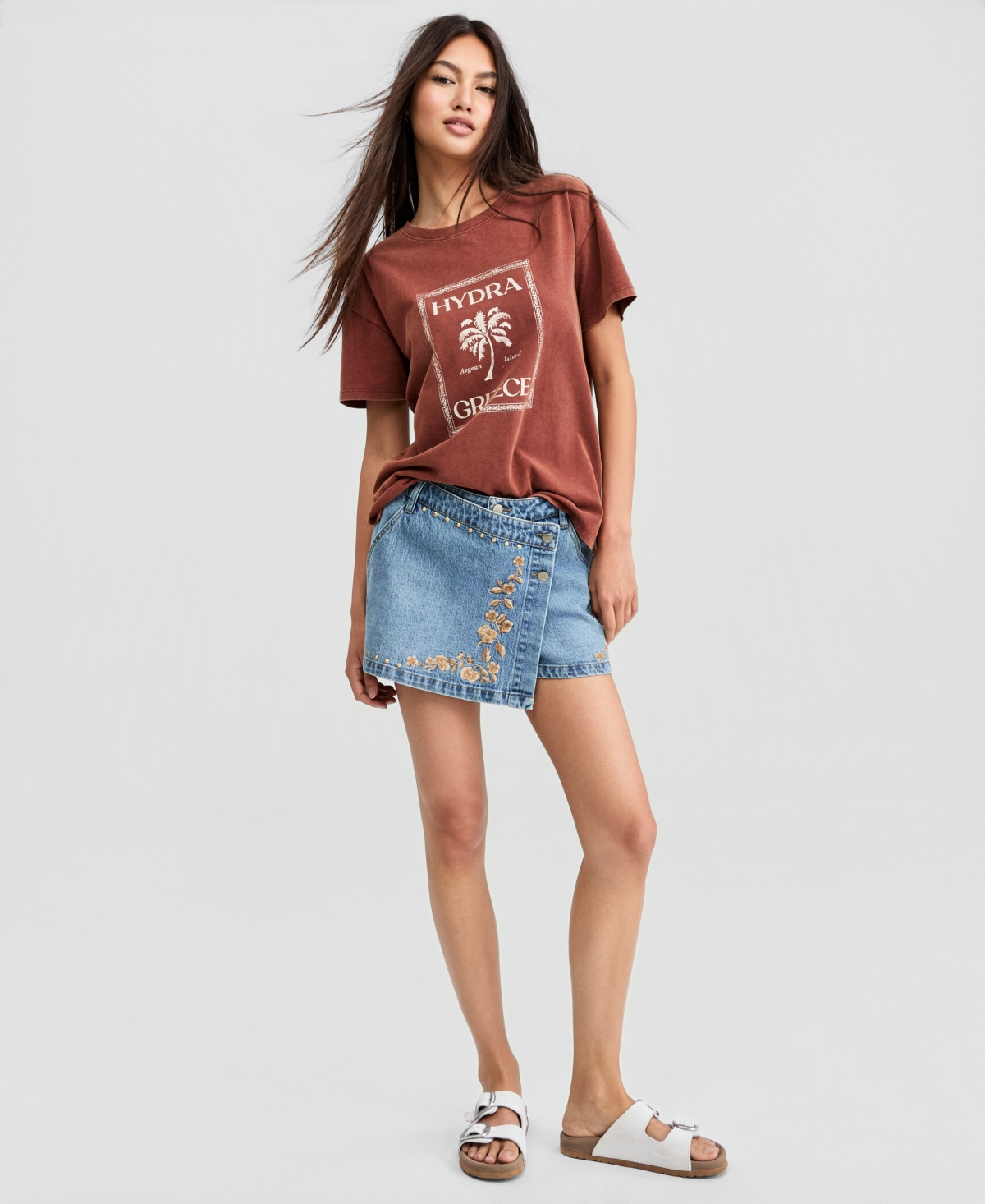 And Now This Women’s Embroidered Denim Mini Skort, Macy’s Exclusive – Medium Wash And Now This Women’s Embroidered Denim Mini Skort, Macy’s Exclusive – Medium Wash