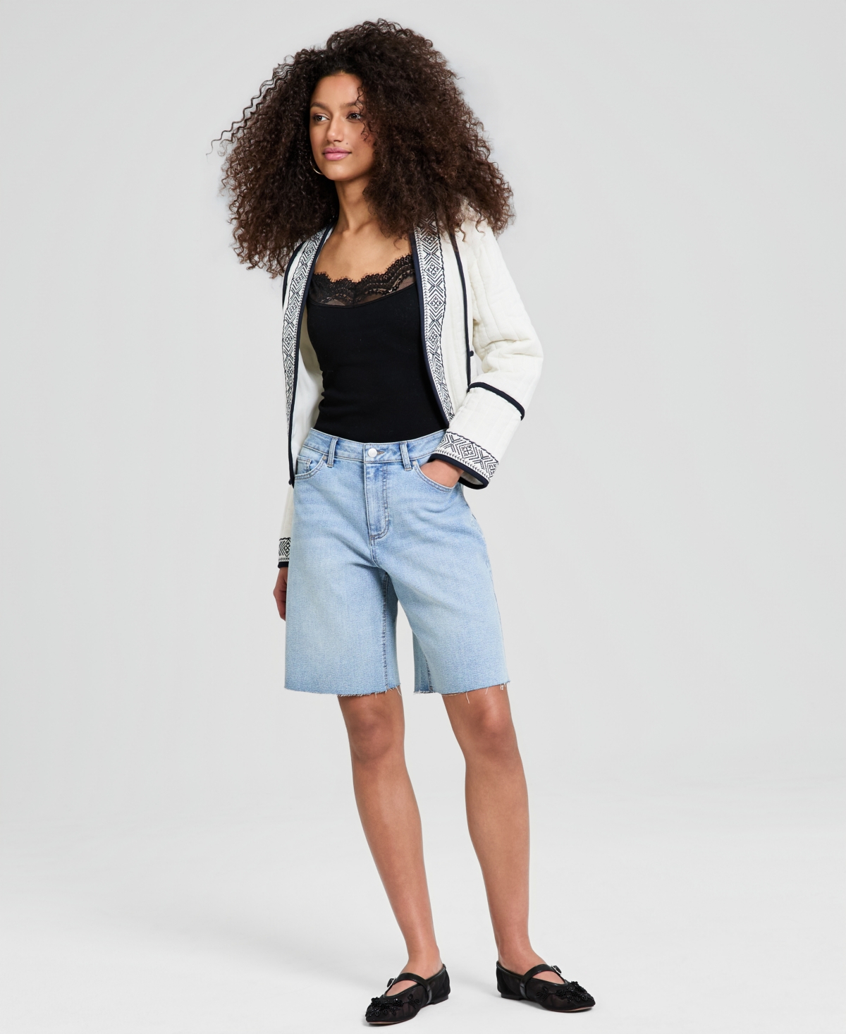 And Now This Women’s High-Rise Cut-Off Denim Shorts, Macy’s Exclusive – Light Wash