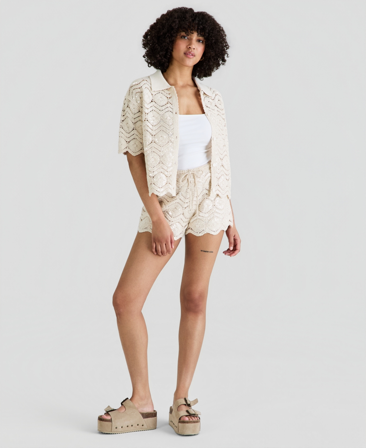 And Now This Women’s Sequin Embellished Crochet Shorts, Macy’s Exclusive – Beige And Now This Women’s Sequin Embellished Crochet Shorts, Macy’s Exclusive – Beige