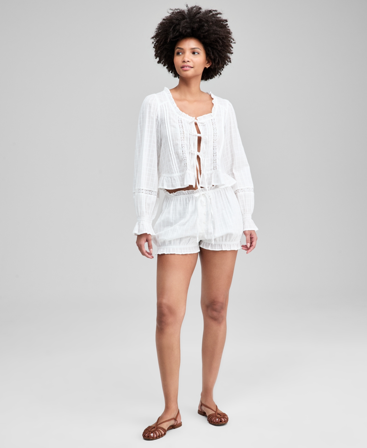 And Now This Women’s Textured Ruffle-Trim Bloomer Shorts, Macy’s Exclusive – Calla Lilly