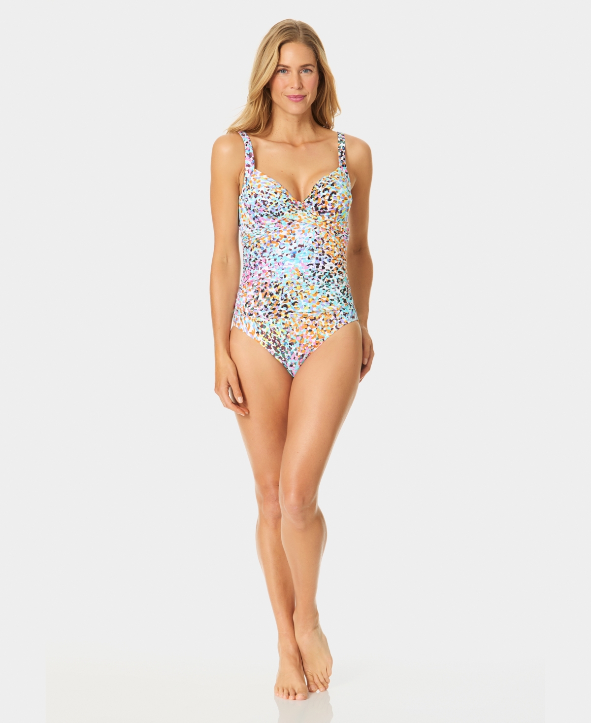 Anne Cole Women’s Drape-Front Underwire One-Piece Swimsuit – Multi Color Anne Cole Women’s Drape-Front Underwire One-Piece Swimsuit – Multi Color