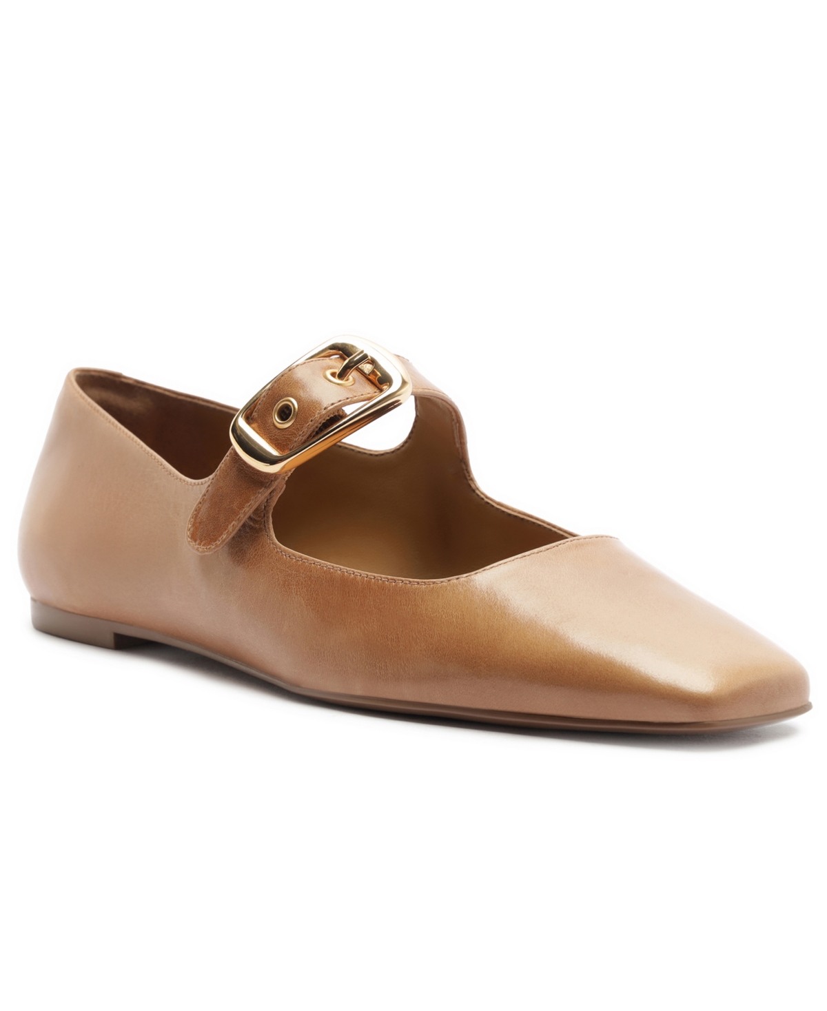 Arezzo Women’s Elena Square Toe Ballet Shoes – Smoke Nude