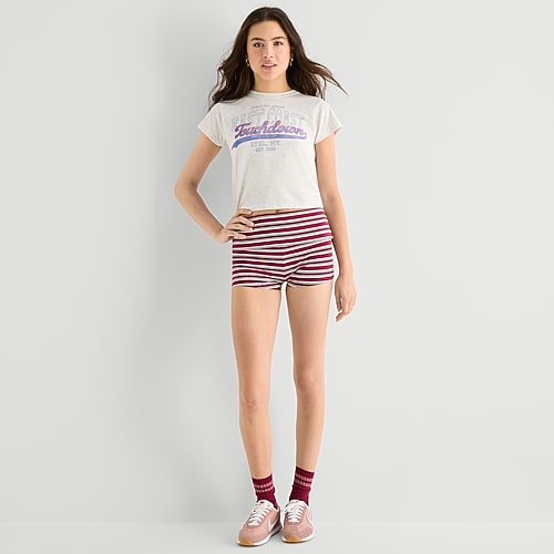 Arizona Juniors Womens Juniors Shortie Short, Medium, Red Arizona Juniors Womens Juniors Shortie Short, Medium, Red