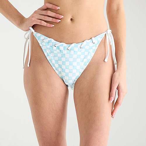 Arizona Womens Lined Side Tie Checked Juniors Cheeky Bikini Swimsuit Bottom, X-small, Blue Arizona Womens Lined Side Tie Checked Juniors Cheeky Bikini Swimsuit Bottom, X-small, Blue