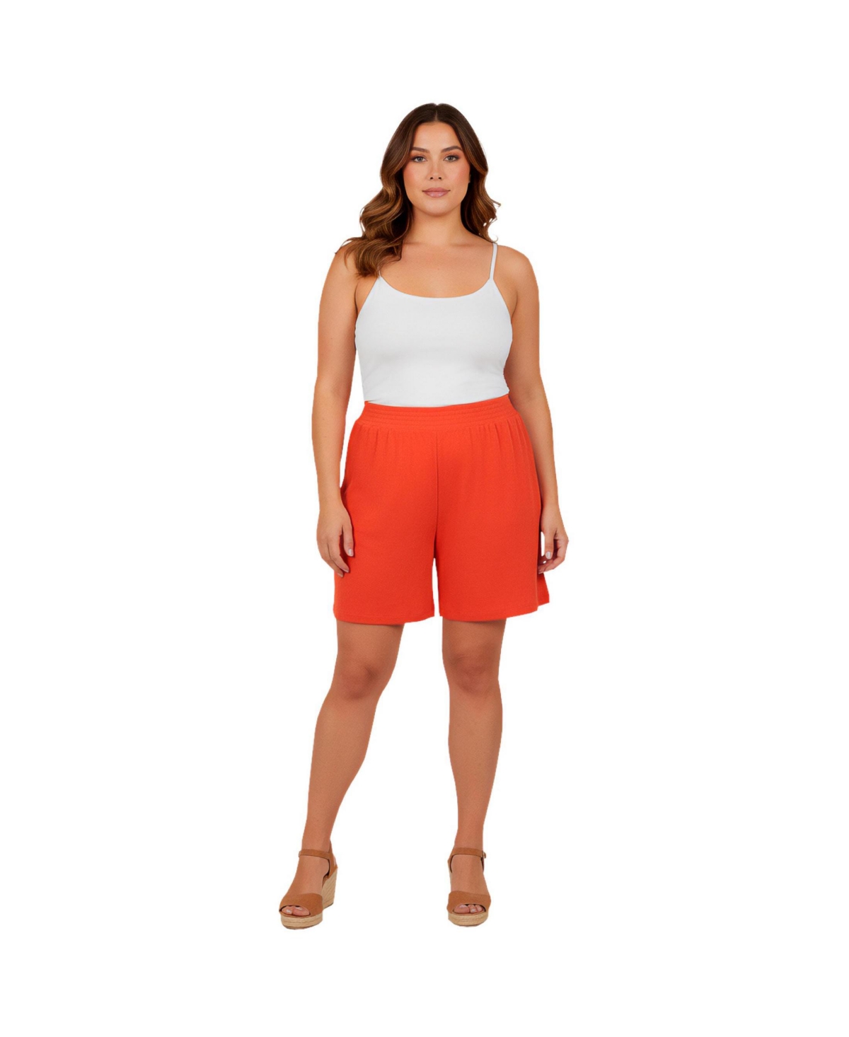 Avenue Women’s Knit Gauze Smocked Shorts – Burnt orange Avenue Women’s Knit Gauze Smocked Shorts – Burnt orange