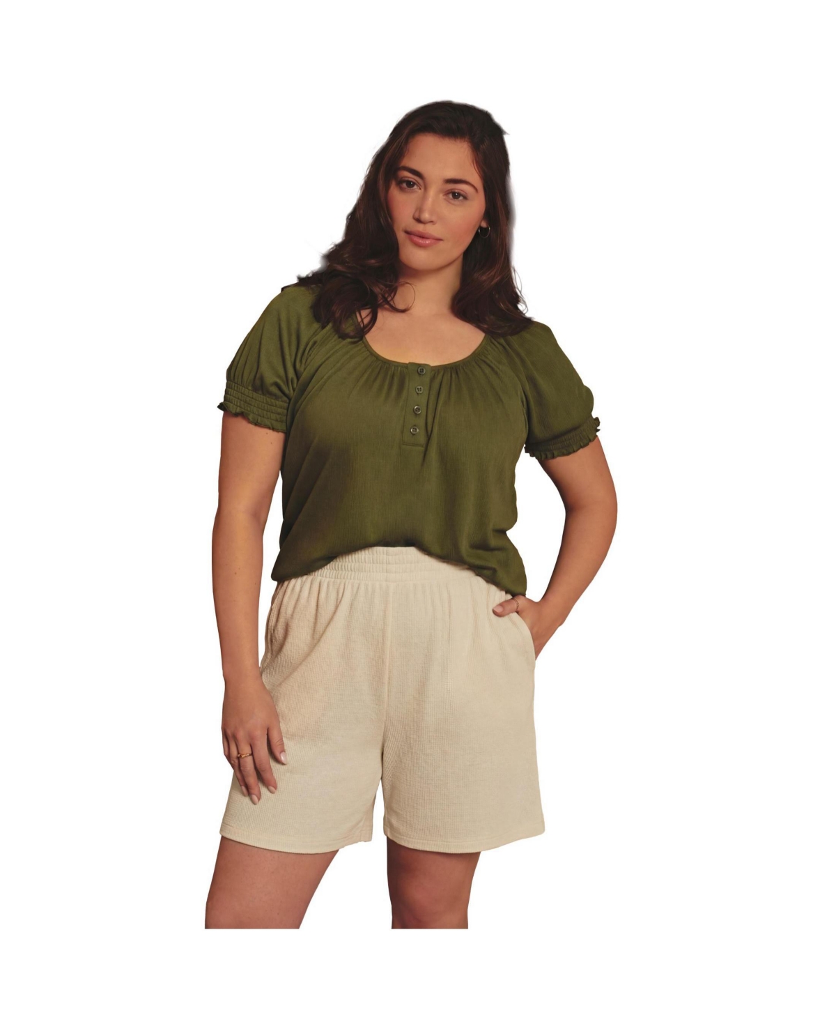 Avenue Women’s Knit Gauze Smocked Shorts – Ivory Avenue Women’s Knit Gauze Smocked Shorts – Ivory