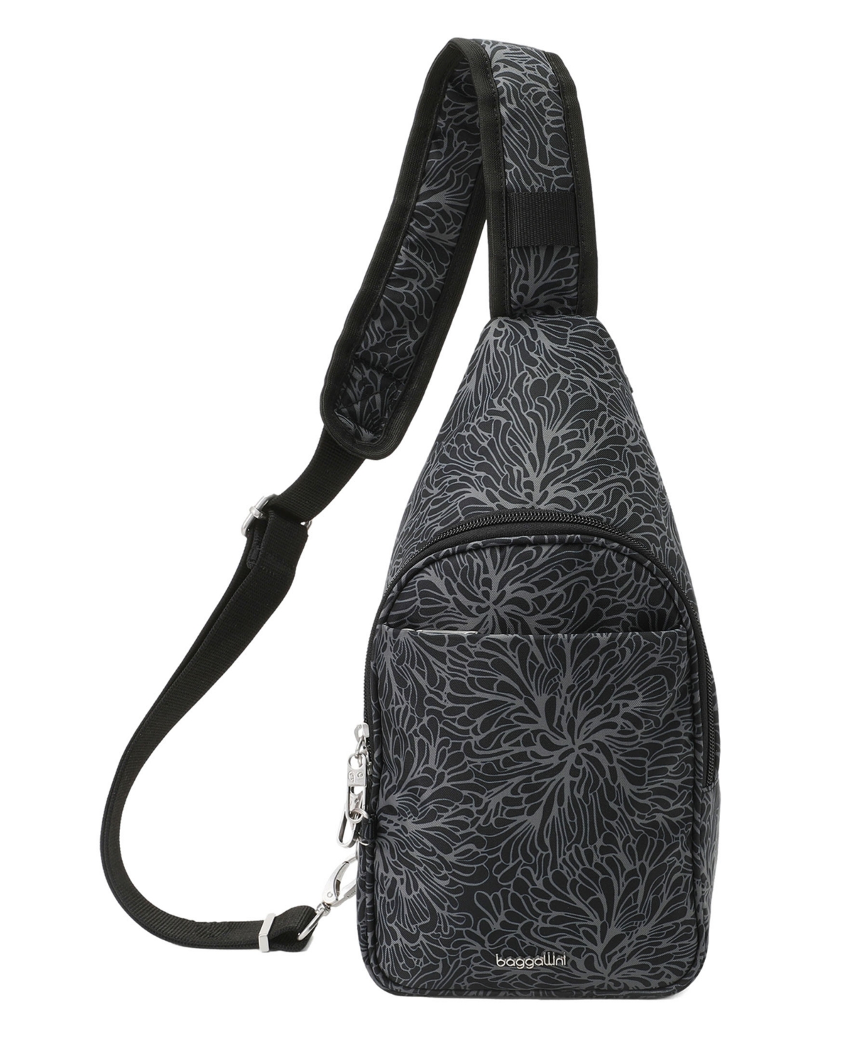 Baggallini Journey Anti-Theft Small Sling Handbag – Midnight Blossom Print Baggallini Journey Anti-Theft Small Sling Handbag – Midnight Blossom Print