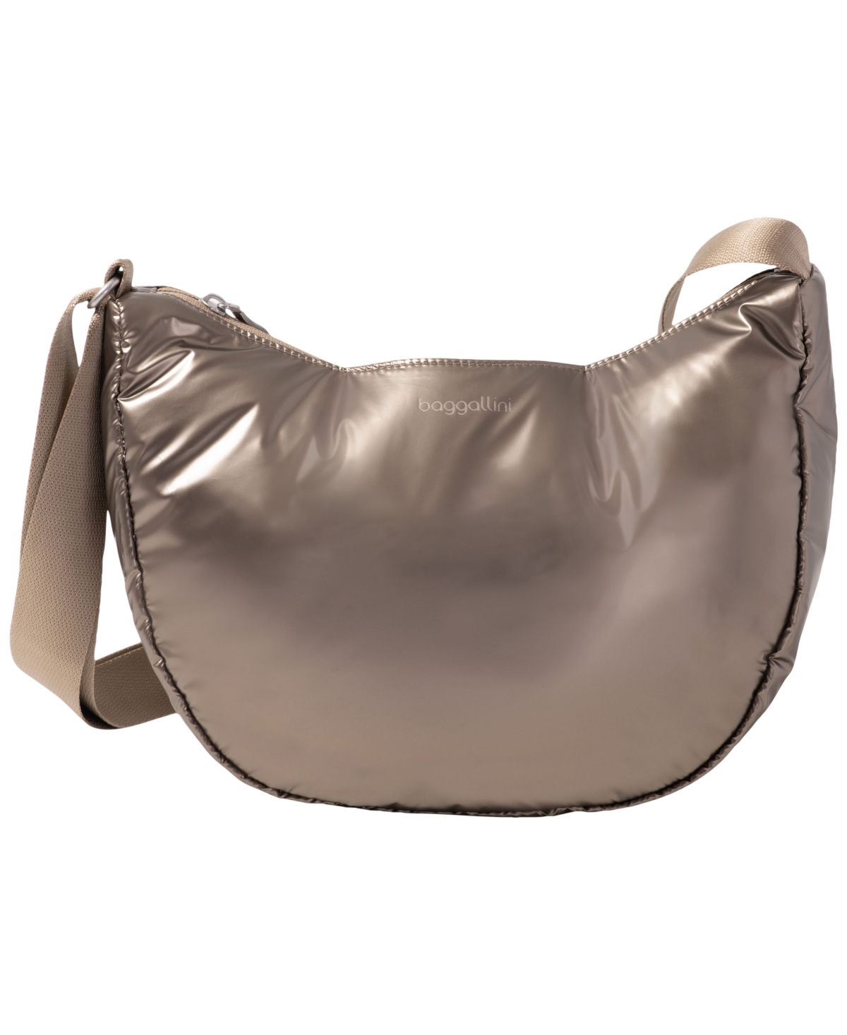 Baggallini Medium Size Swift Crescent Crossbody Bag – Copper Metallic