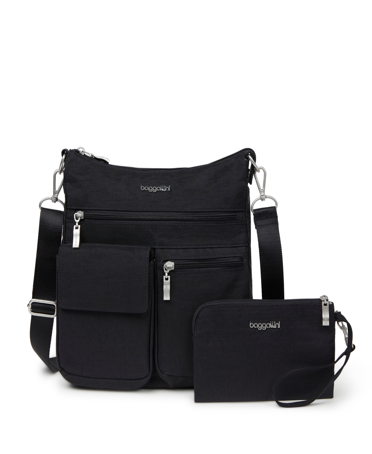 Baggallini Women’s Modern Everywhere Slim Crossbody with Rfid Wristlet, Set 2 Piece – Black