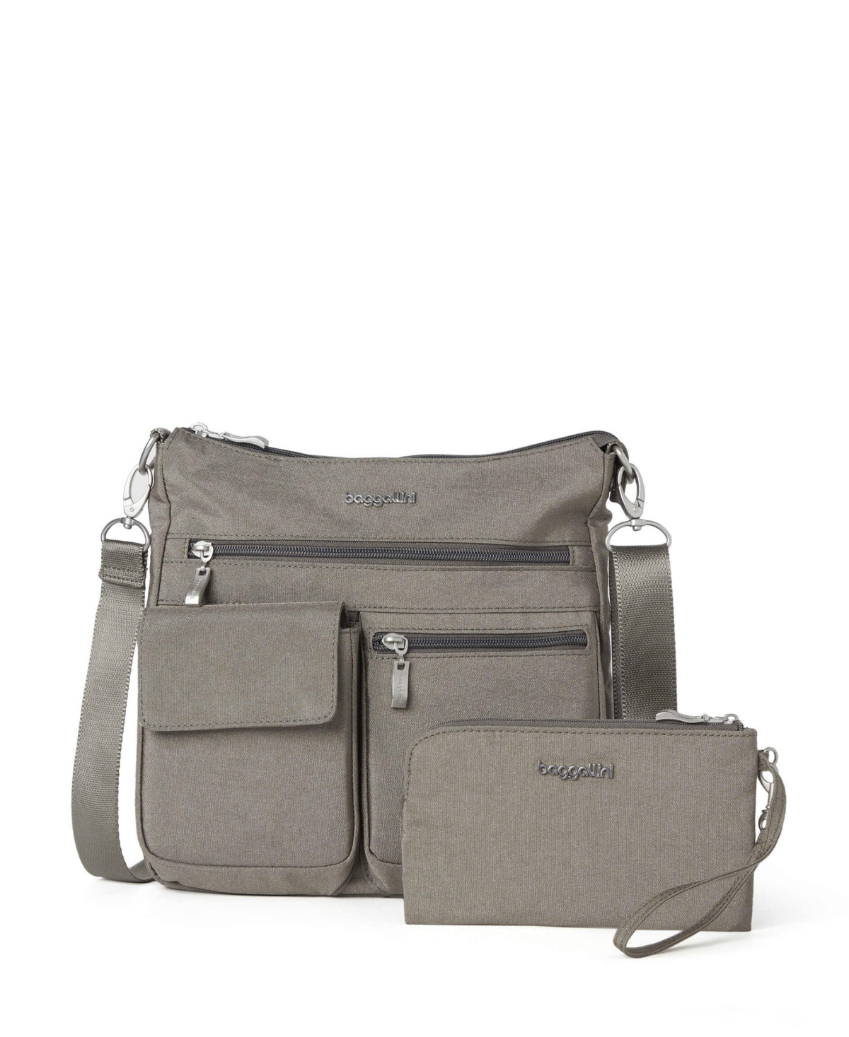 Baggallini Women’s Modern Everywhere Slim Crossbody with Rfid Wristlet, Set 2 Piece – Sterling Shimmer