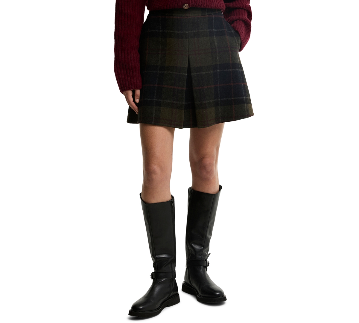Barbour Women’s Marlow Plaid Pleated Mini Skirt – Shadow Classic