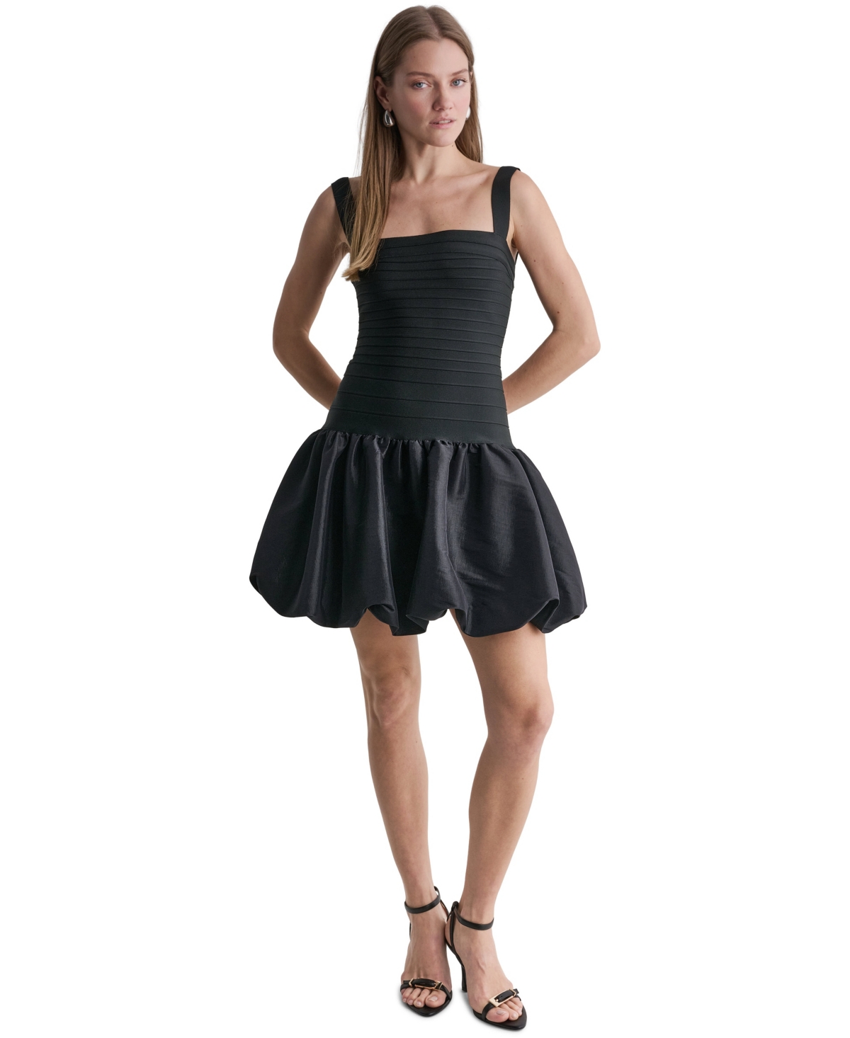 Bcbg Women’s Bandage With Tafetta Balloon Skirt Mini Dress – Black Bcbg Women’s Bandage With Tafetta Balloon Skirt Mini Dress – Black